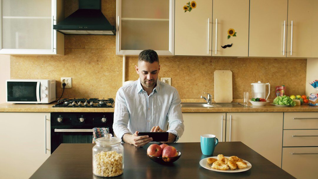 relaxed person cooking at home
